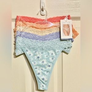 Saint Eve Cotton & Lace Thong 5pk